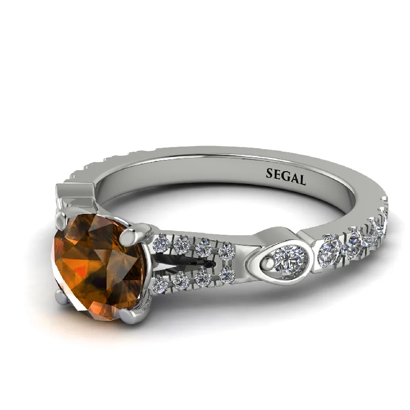 Solitaire Engagement Ring for Women-Vintage Brown Diamond Engaement Ring - Arya No. 1103