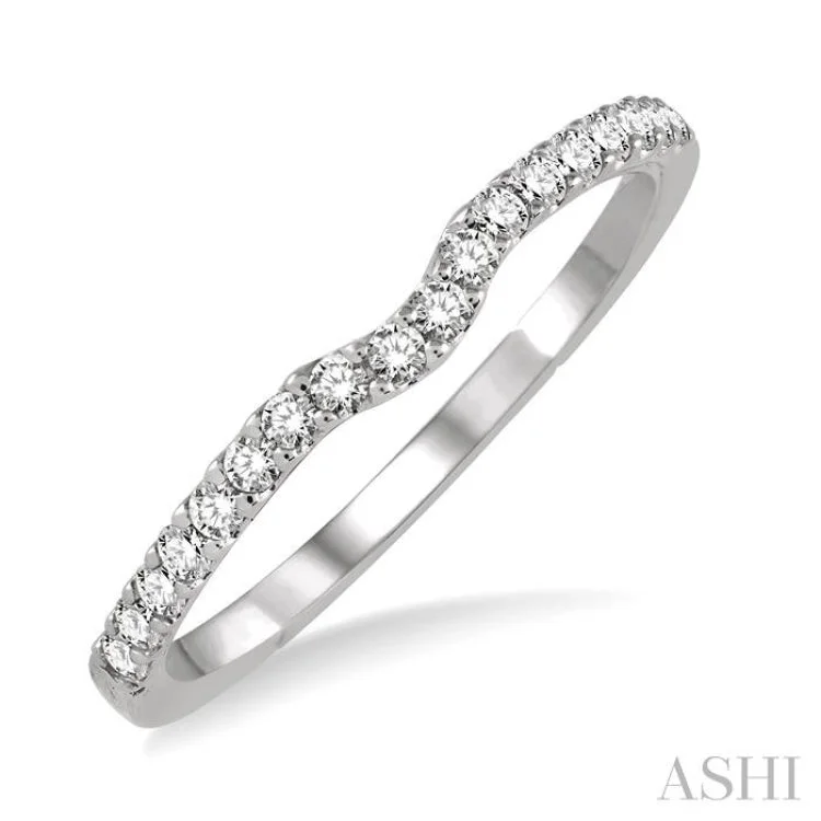 Personalized Wedding Band for Couples-1/5 Ctw Round Cut Diamond Wedding Band in 14K White Gold