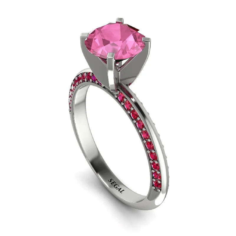 Multi-Gemstone Ring for Fashion Style-Classic Pink Moissanite Ring With A Twist - Leilani No. 812