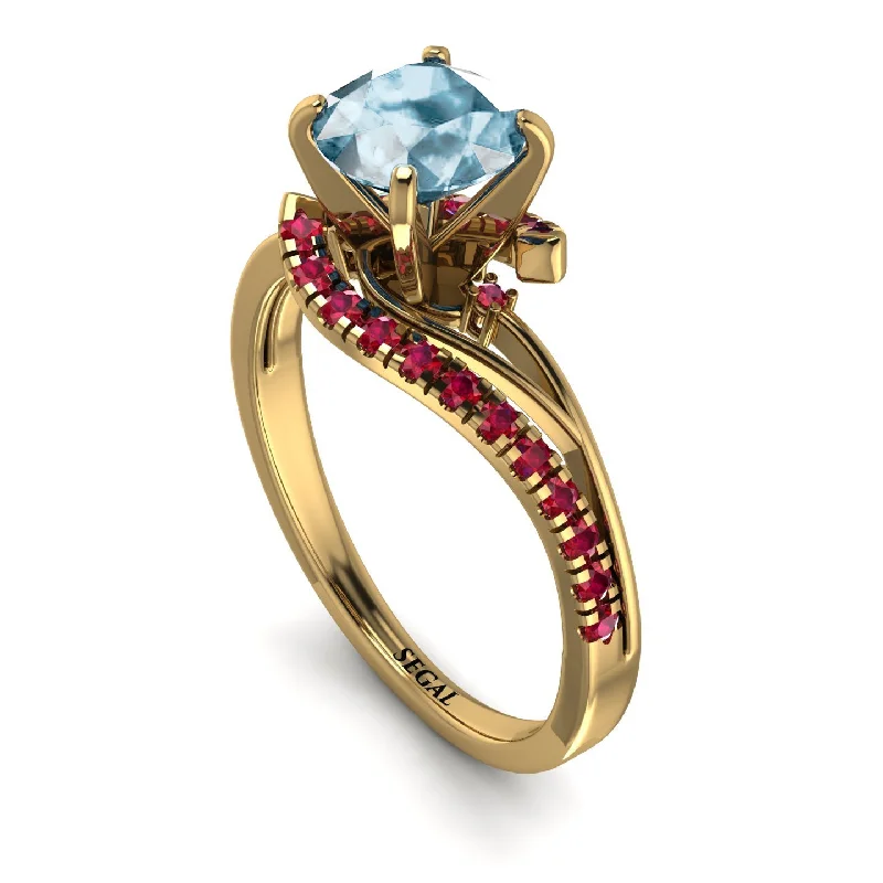 Bold Stackable Rings for Fashion-Twist Shank Aquamarine Engagement Ring - Maria No. 410