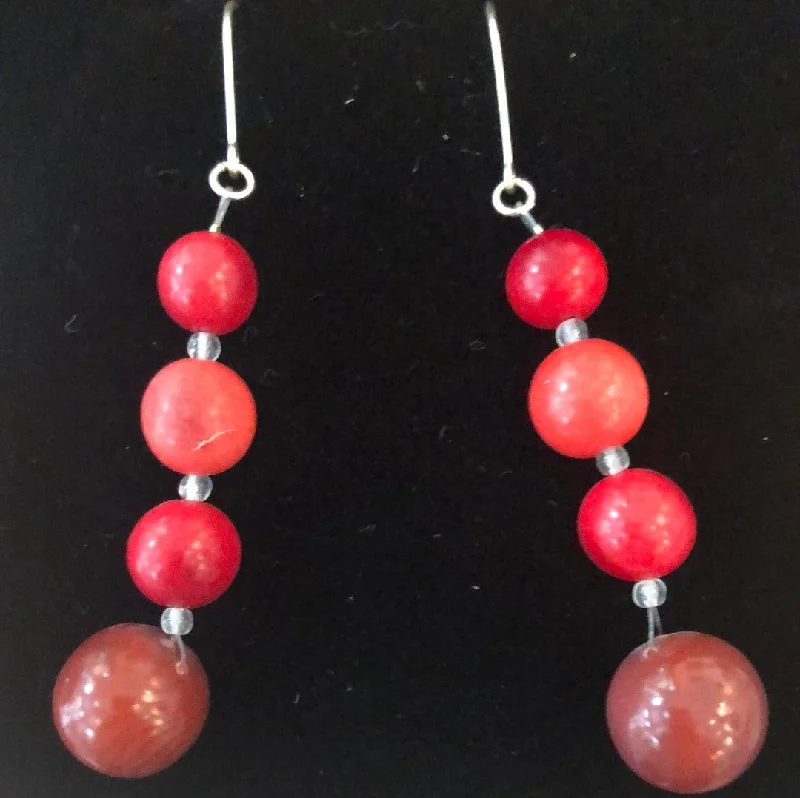 Handcrafted Drop Earrings for Unique Look-Tagua TAHAA Earrings Red Trio