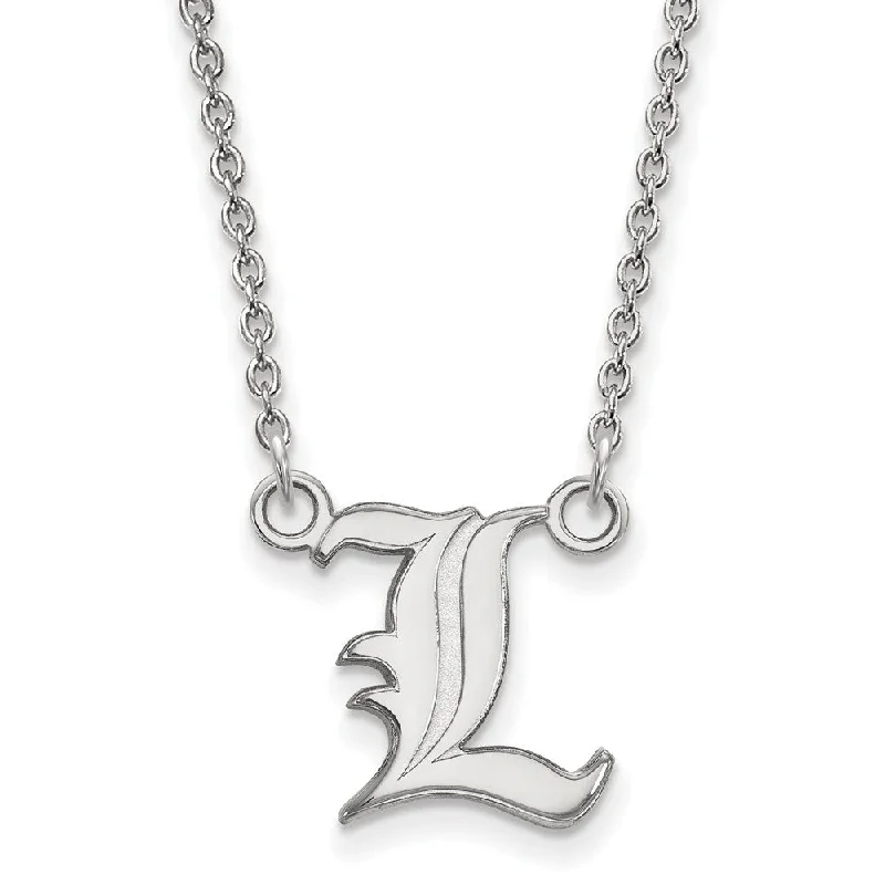 Layered Chain Necklace for Fashionistas-14k White Gold U of Louisville Small 'L' Script Pendant Necklace