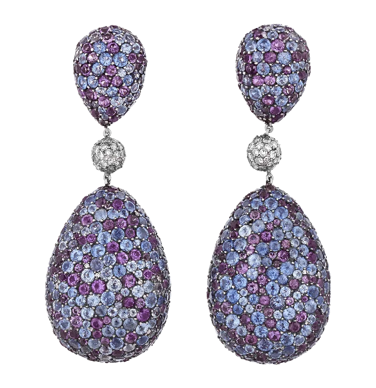 Beautiful Drop Earrings for Elegant Look-JAR Sapphire, Amethyst and Diamond Earrings