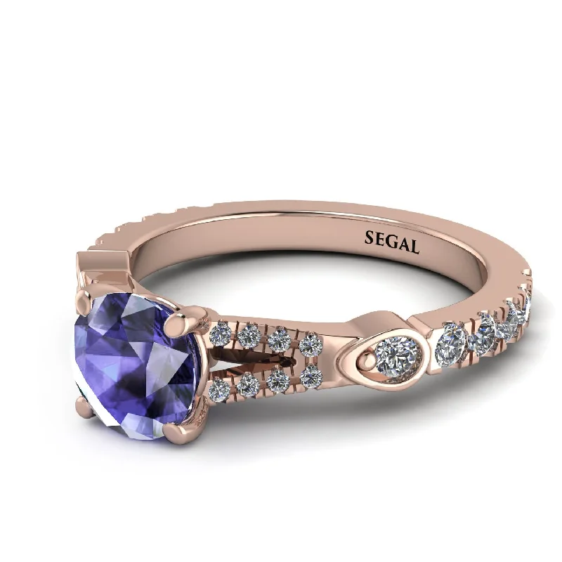 Rose Gold Engagement Ring with Diamonds-Vintage Tanzanite Engaement Ring - Arya No. 202