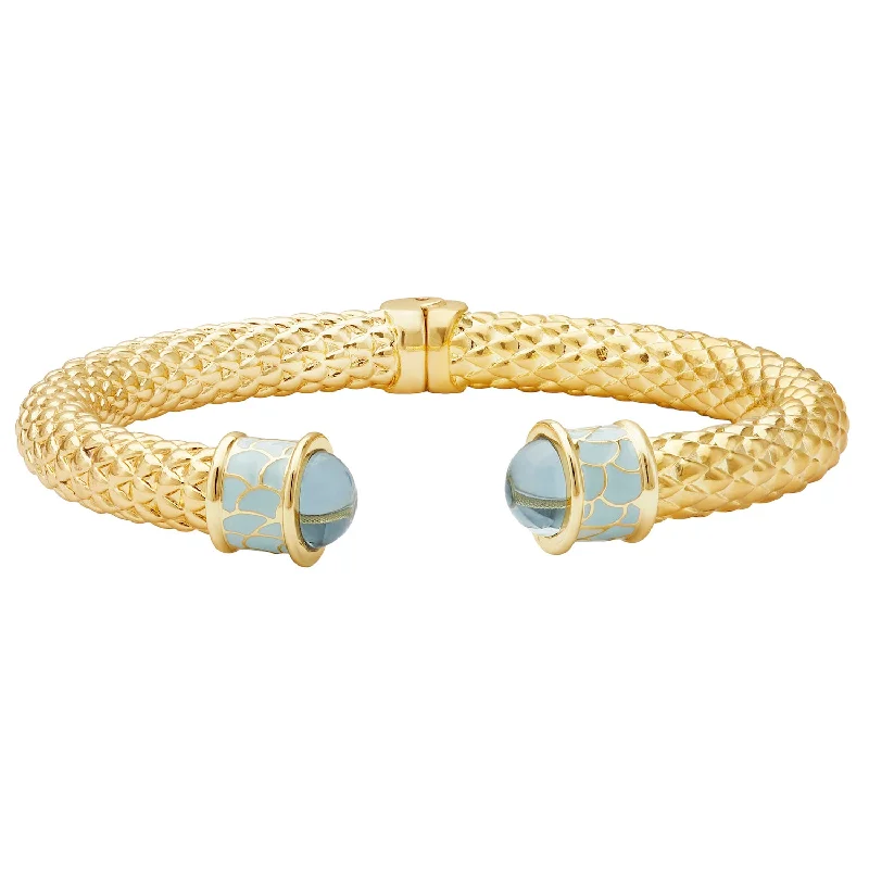 Statement Bangles for Bridal Style-Minoan Torque Aquamarine & Gold Bangle