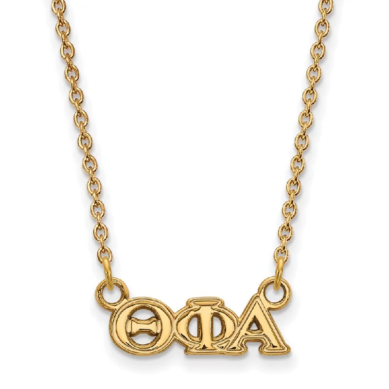 Unique Gemstone Necklace for Special Occasions-14K Plated Silver Theta Phi Alpha XS (Tiny) Greek Letters Necklace