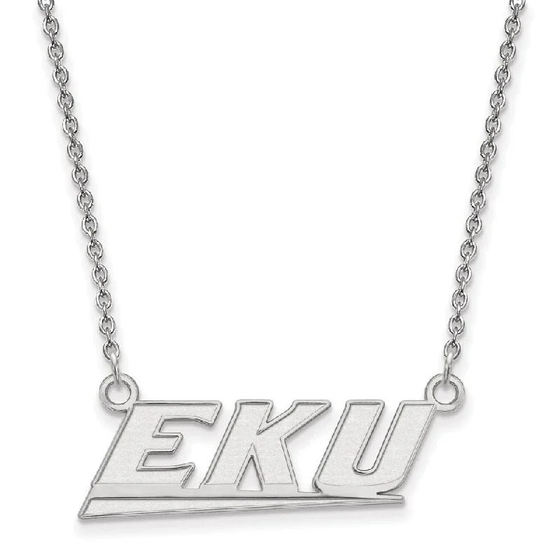 Luxurious Diamond Necklace-10k White Gold Eastern Kentucky U Small Pendant Necklace