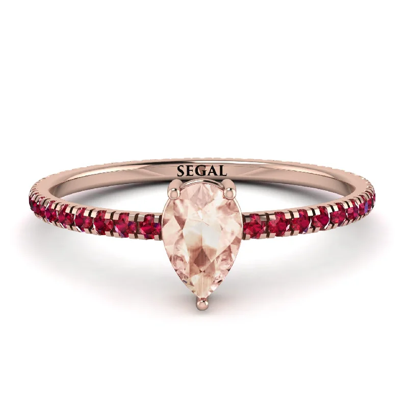 Fashionable Statement Ring for Women-Pear Morganite Ring With Micro Pave - Taylor No. 911