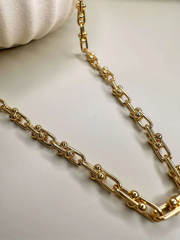 Gold Necklace with Initials-Velani Thick Gauge Link Chain