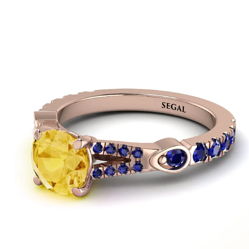 Luxury Ring with Gold and Diamonds-Vintage Citrine Engaement Ring - Arya No. 614