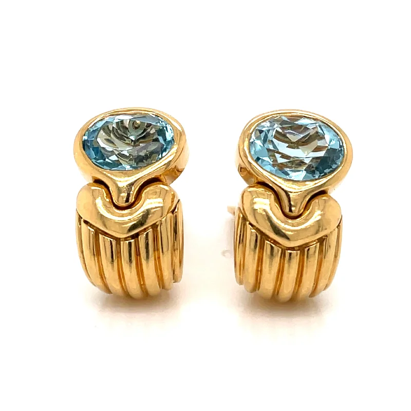 Simple Stud Earrings-Bulgari Topaz 18 Karat Yellow Gold Earrings