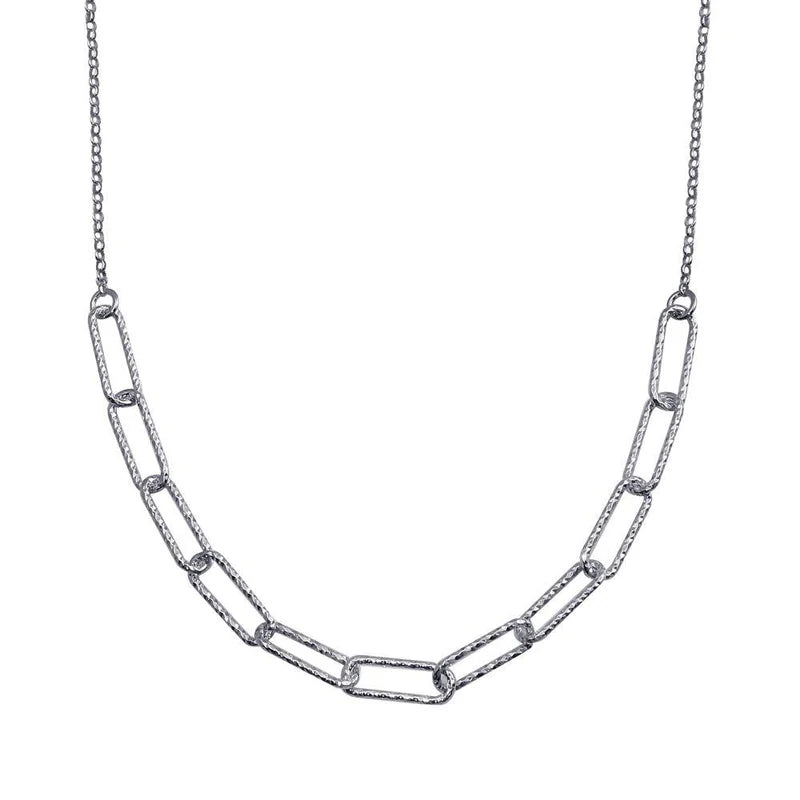 Gold Necklace with Initial Pendant-Rhodium Plated 925 Sterling Silver Diamond Cut Link Chain Necklace