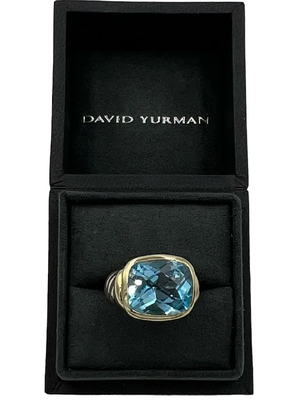 Classic Wedding Band with Sapphire-David Yurman Blue Topaz Ring