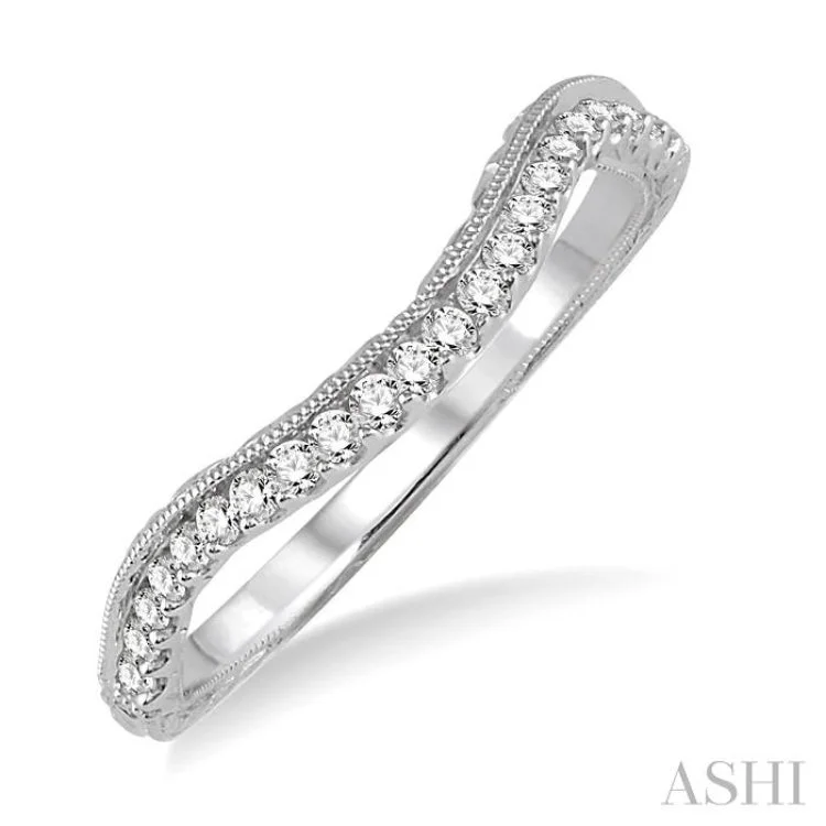 Stackable Silver Rings for Fashion-1/5 Ctw Round Cut Diamond Wedding Band in 14K White Gold