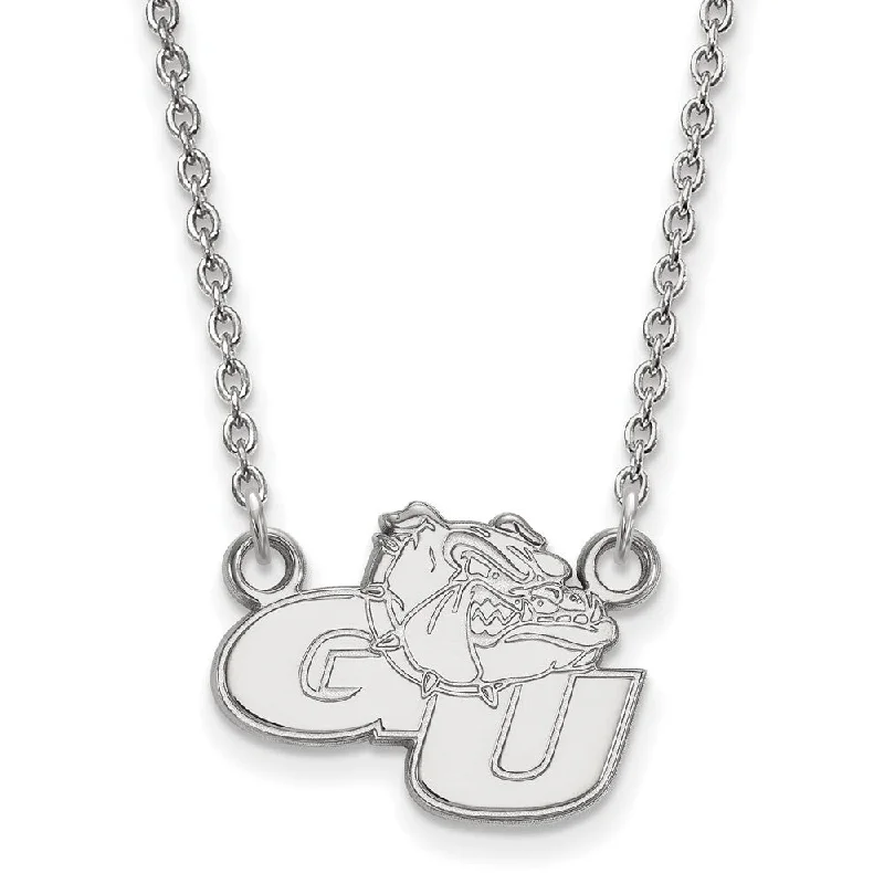 Sterling Silver Necklace for Casual Wear-10k White Gold Gonzaga U Small Pendant Necklace