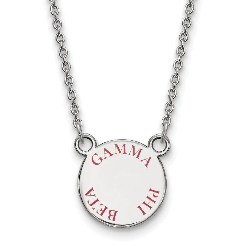 Classic Gold Necklace for Weddings-Sterling Silver Gamma Phi Beta Small Red Enamel Necklace