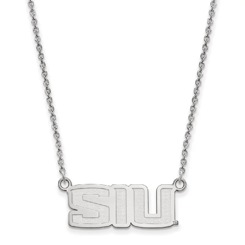 Handcrafted Necklace for Gifts-14k White Gold Southern Illinois U Small Pendant Necklace