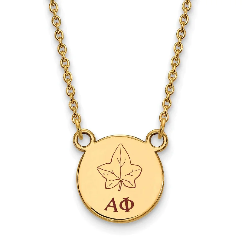 Personalized Family Birthstone Necklace-14K Plated Silver Alpha Phi Small Enamel Necklace