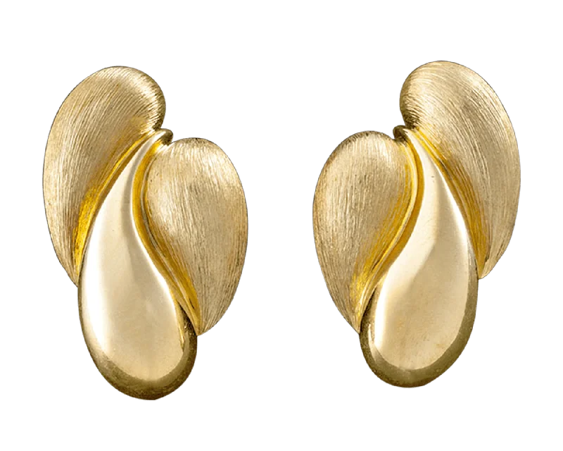 Large Gemstone Earrings for Special Events-Henry Dunay Polished and Textured Gold Earrings