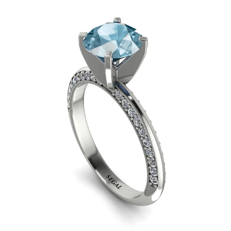 Simple Engagement Ring for Elegant Look-Classic Aquamarine Ring With A Twist - Leilani No. 403