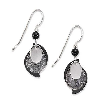 Custom Hoop Earrings for Women-Silver Forest Earrings Silver Black Layered Teadrop