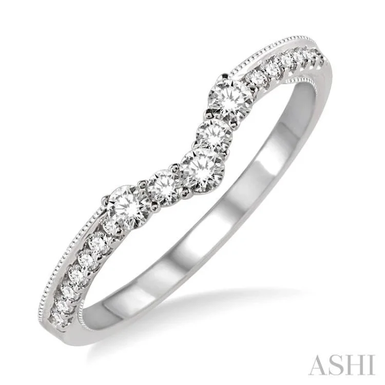 Luxury Diamond Ring for Men-1/3 Ctw Round Cut Diamond Wedding Band in 14K White Gold