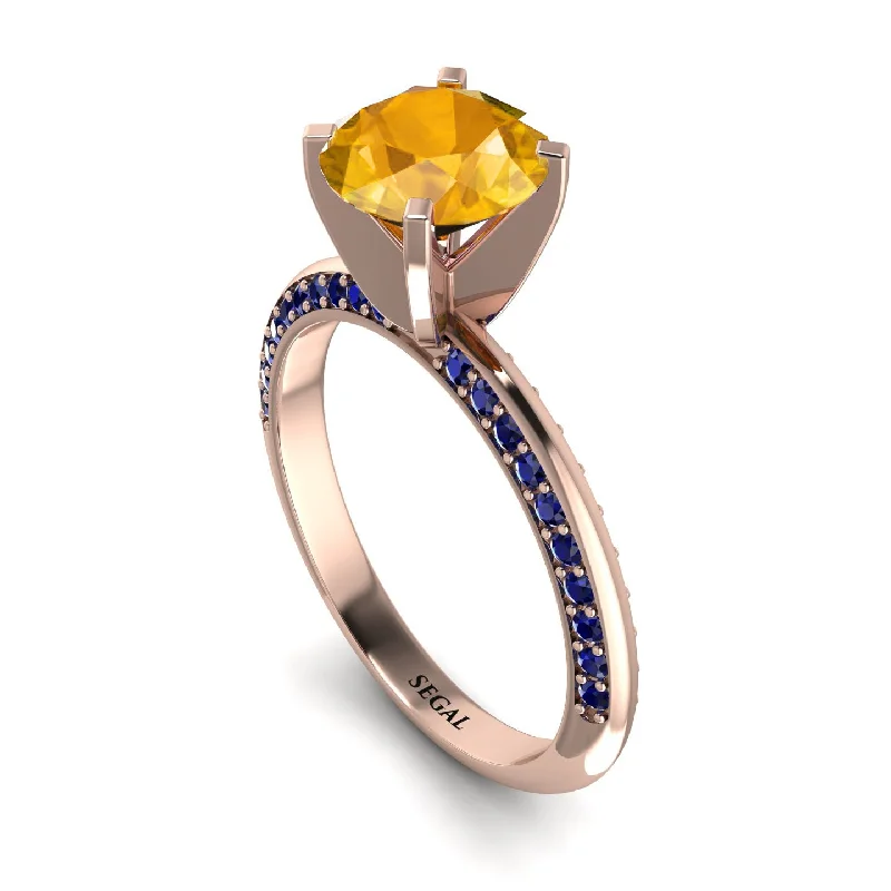 Handcrafted Diamond Ring for Engagement-Classic Yellow Diamond Ring With A Twist - Leilani No. 1014