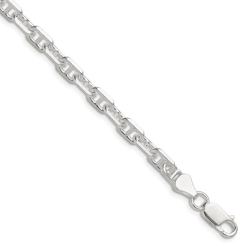 Dainty Bracelet for Minimalist Look-Sterling Silver Polished and D/C 5.75mm Marine Link Chain Bracelet