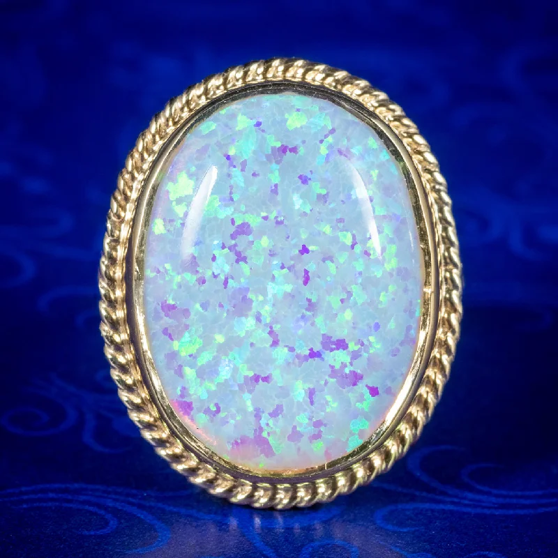 Birthstone Silver Ring for Customization-Victorian Style Opal Cocktail Ring 15ct Opal