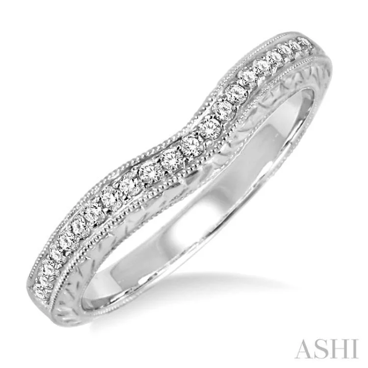 Luxury Ring with Gold and Diamonds-1/5 Ctw Round Cut Diamond Matching Wedding Band in 14K White Gold