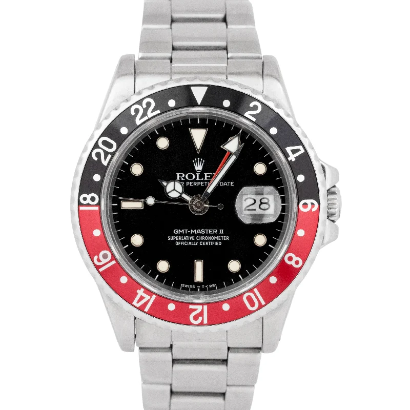 Classic Watches with Simple Design-Rolex GMT-Master II 'FAT LADY' 40mm Stainless Steel PATINA COKE Red Watch 16760