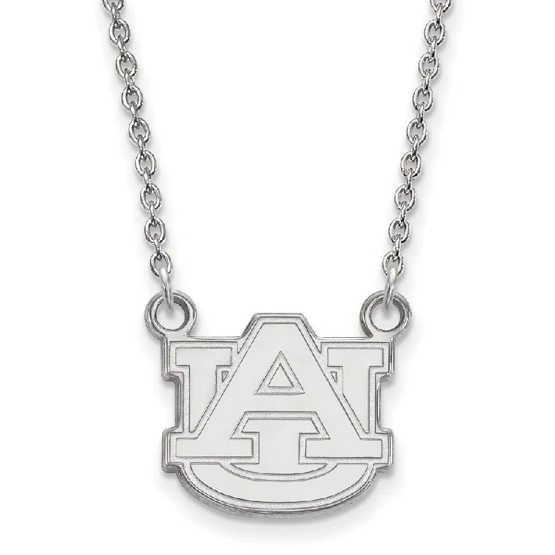 Vintage Pendant Necklace for Women-14k White Gold Auburn U Small 'AU' Pendant Necklace