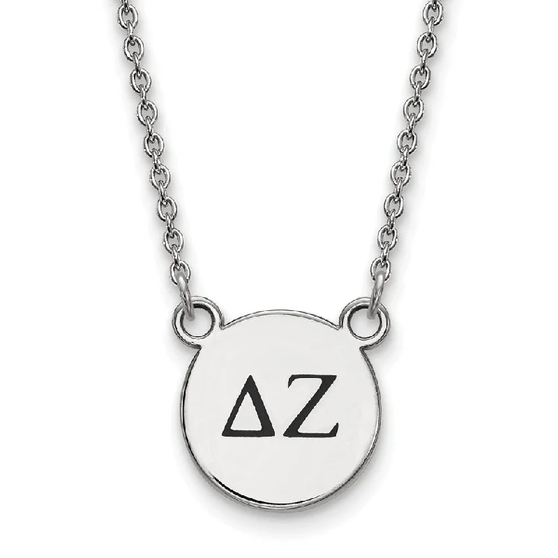 Elegant Silver Necklace for Formal Occasions-Sterling Silver Delta Zeta Small Enamel Greek Letters Necklace