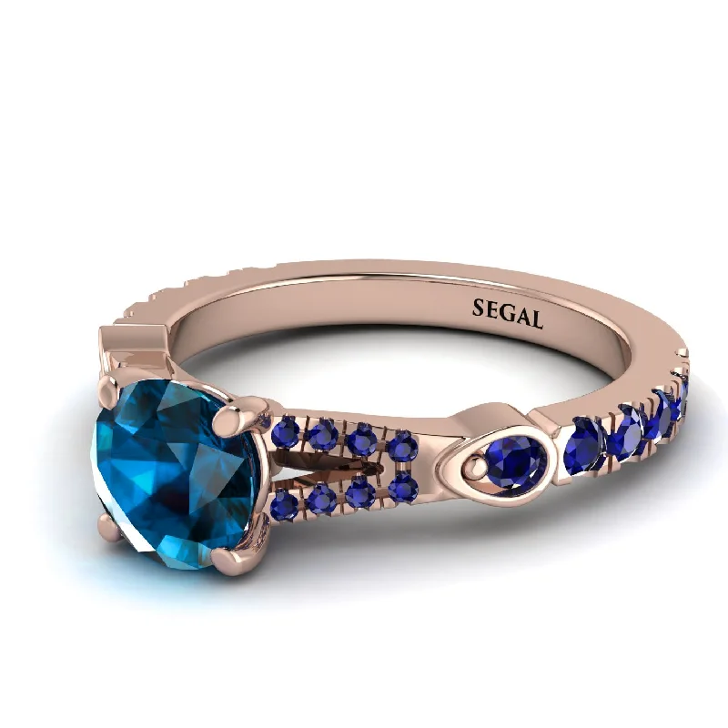 Fashionable Stackable Rings for Women-Vintage Blue Topaz Engaement Ring - Arya No. 514