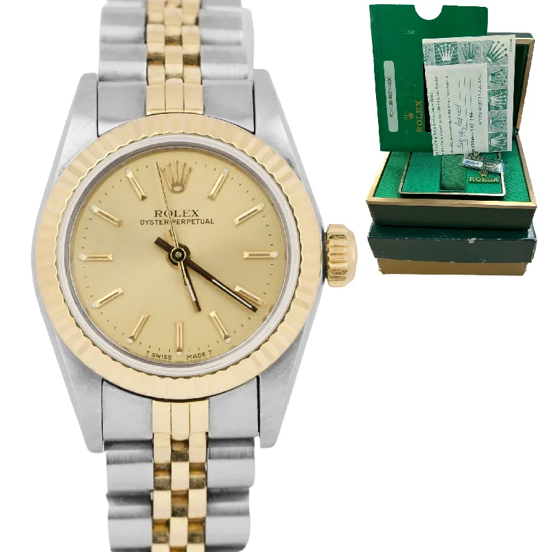 Durable Watches for Outdoor Activities-Ladies Rolex Oyster Perpetual 24mm TwoTone Gold CHAMPAGNE Jubilee Watch 67193 BP