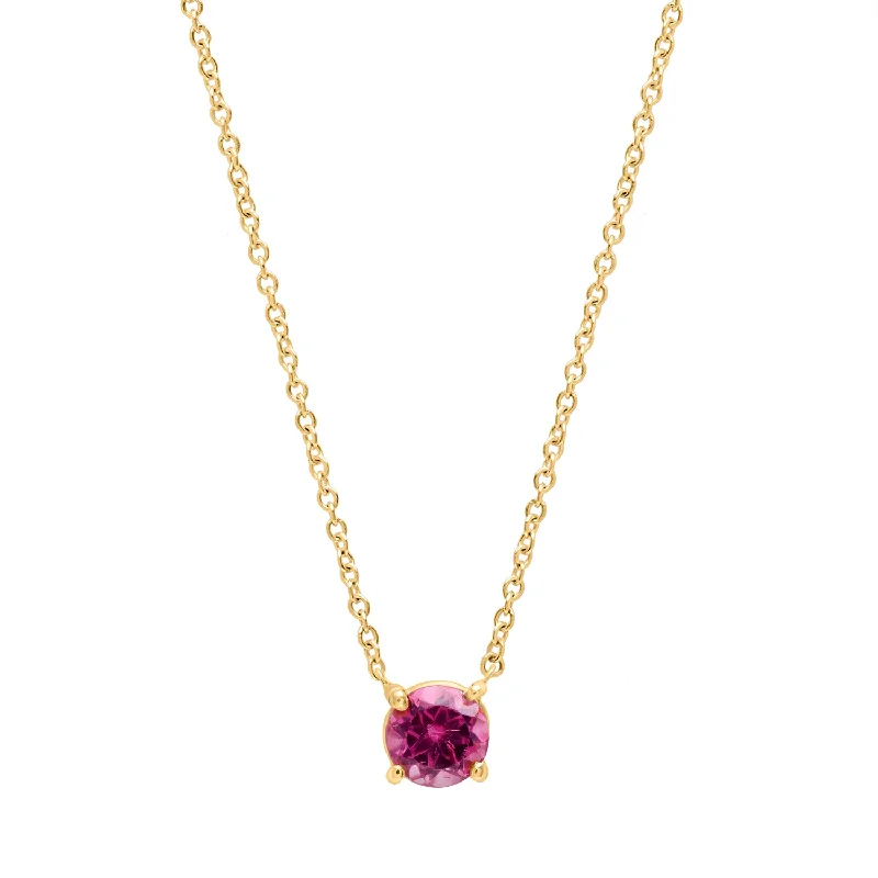 Luxurious Diamond Necklace-Pink Topaz Round necklace