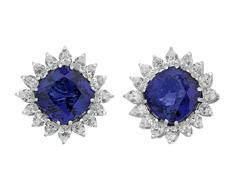 Cute Earrings for Everyday Wear-Tanzanite Earrings, 17.92 Carats