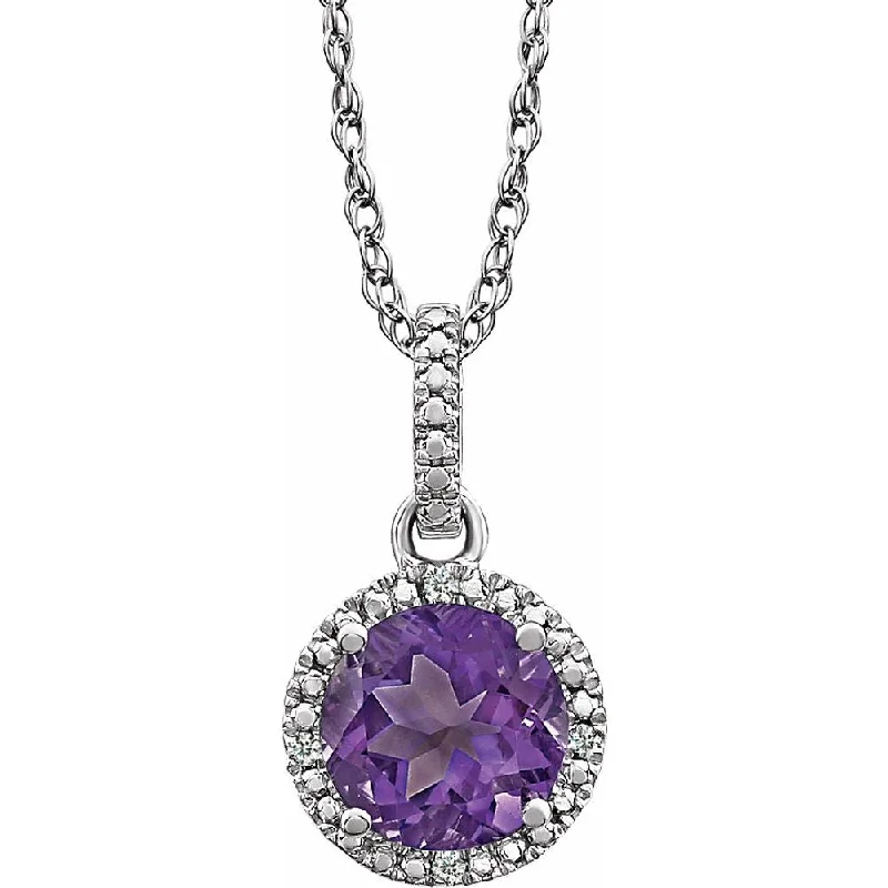 Handcrafted Necklace for Gifts-Rh Sterling Silver, Gemstone & .01 CTW Diamond Round Necklace, 18 Inch