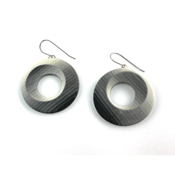 Neon Earrings for Parties-Large Opart Earrings Grayscale