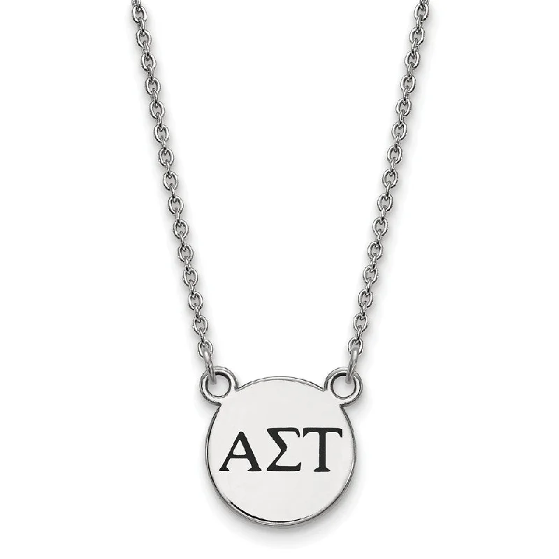 Dainty Chain Necklace for Elegant Look-Sterling Silver Alpha Sigma Tau Small Enamel Greek Letters Necklace