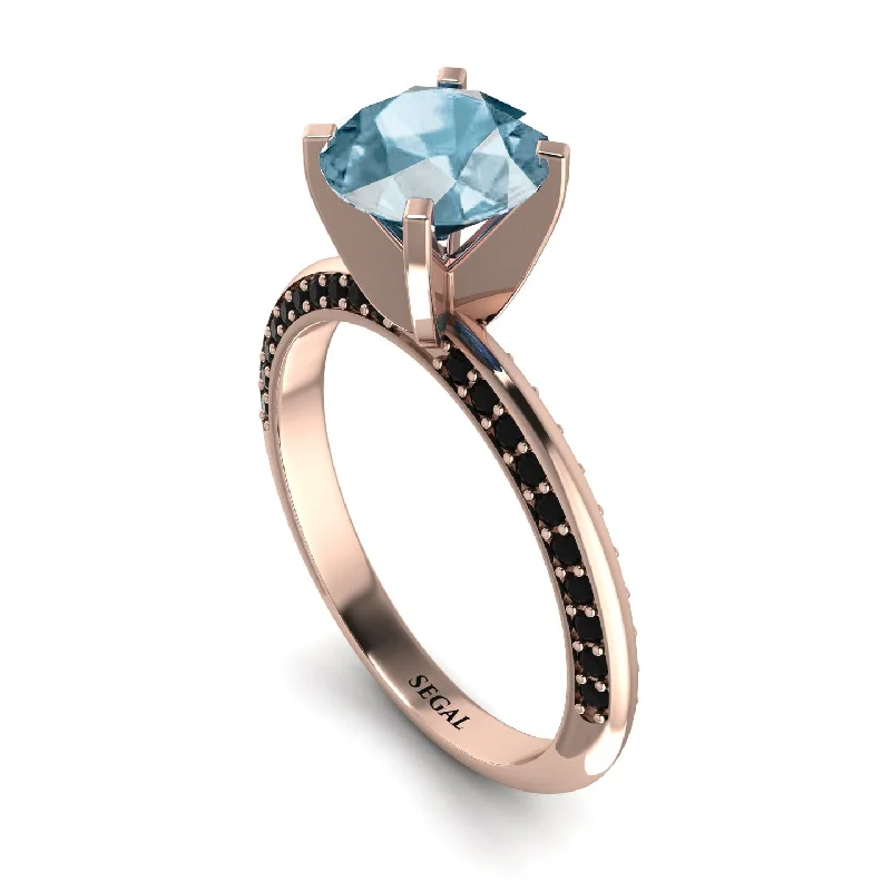 Elegant Engagement Ring with Diamond Accents-Classic Aquamarine Ring With A Twist - Leilani No. 408