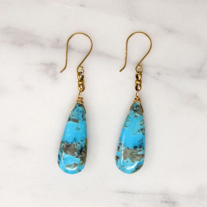 Large Crystal Earrings for Glamorous Look-Saturated Blue Turquoise with Gold Detail Earrings by brunet