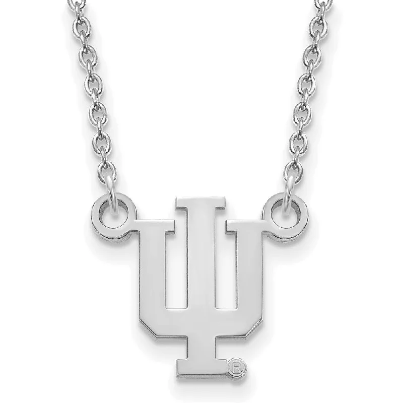 Chunky Bead Necklace for Fashion-10k White Gold Indiana U Small 'IU' Pendant Necklace