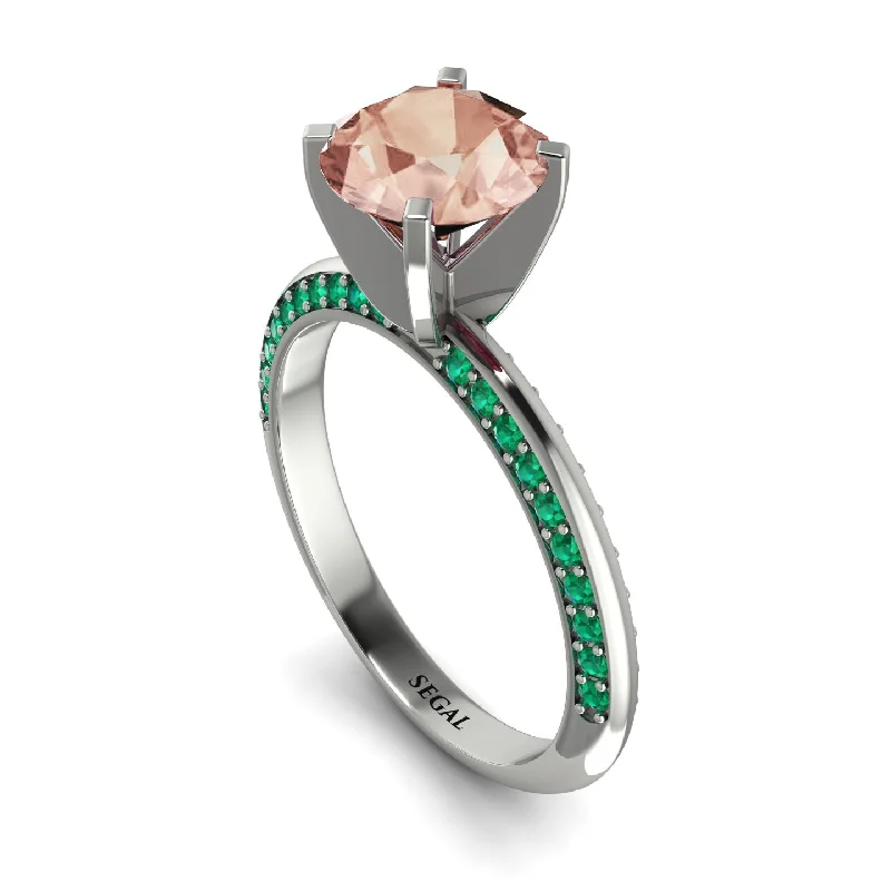 Custom Diamond Ring for Engagement-Classic Morganite Ring With A Twist - Leilani No. 906