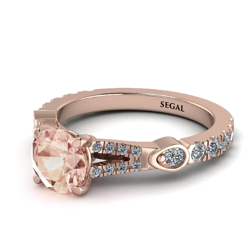 Simple Gemstone Ring for Fashion-Vintage Morganite Engaement Ring - Arya No. 902