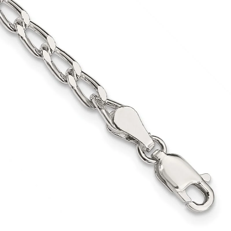 Gold Bracelet for Luxury Occasions-Sterling Silver 3.2mm Open Elongated Link Chain Bracelet