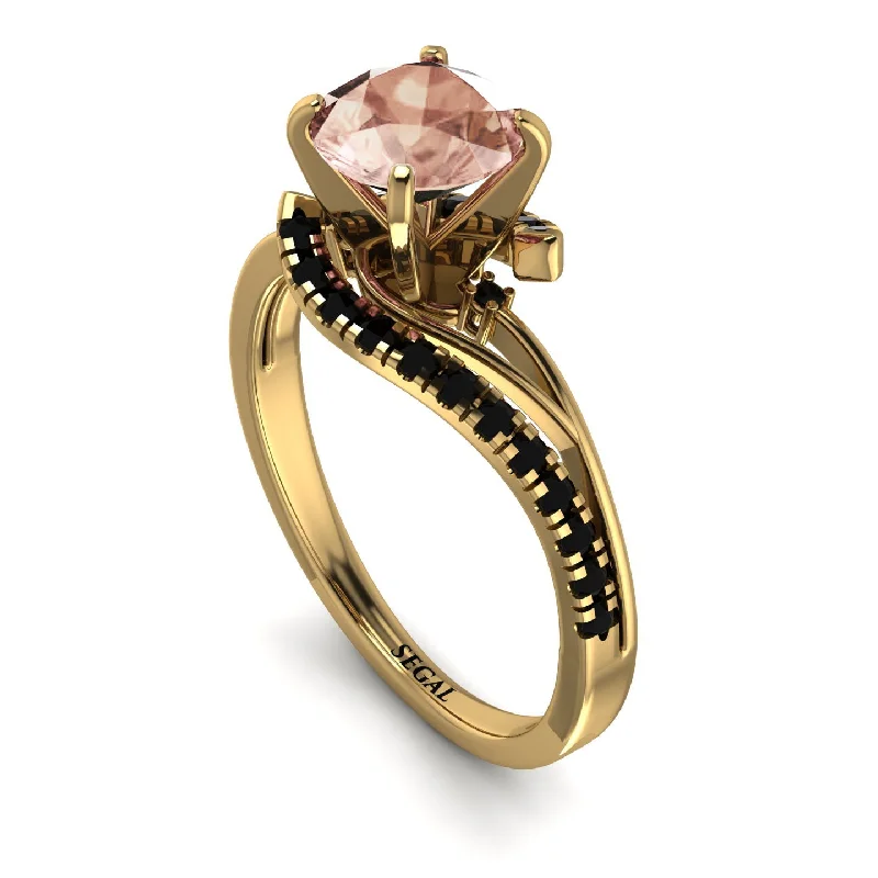 Large Gemstone Ring for Evening Wear-Twist Shank Morganite Engagement Ring - Maria No. 907