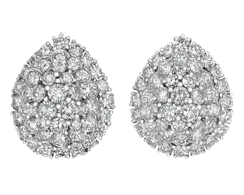 Silver Hoop Earrings-David Webb Diamond Earrings, 15.00 Carats