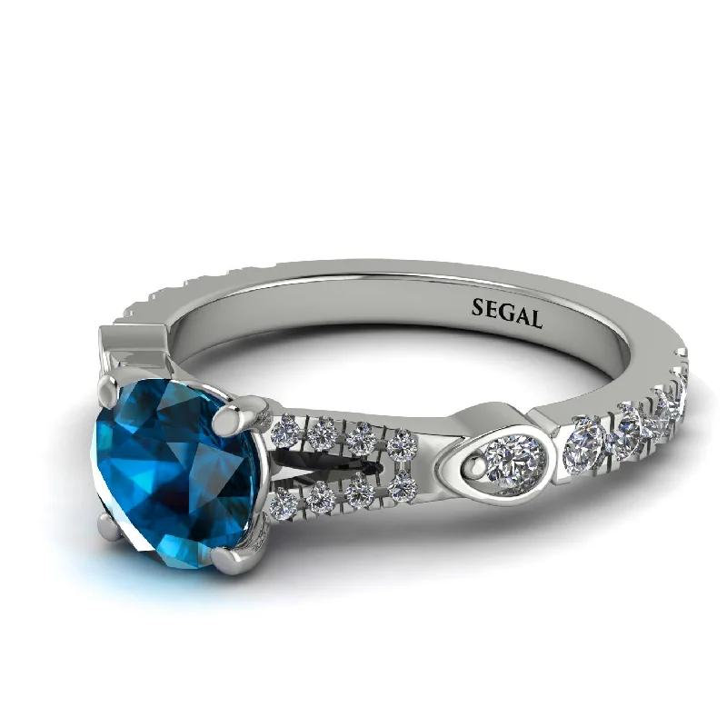 Personalized Name Ring-Vintage Blue Topaz Engaement Ring - Arya No. 503