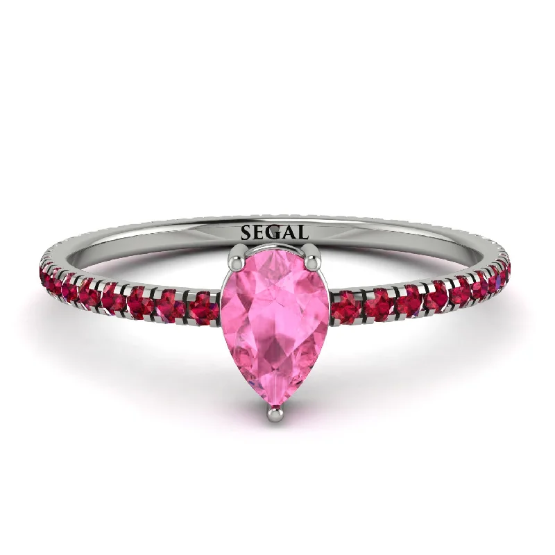 Custom Diamond Ring for Engagement-Pear Pink Moissanite Ring With Micro Pave - Taylor No. 812